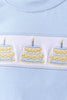 Blue birthday cake smocked plaid shorts set