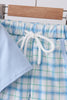 Blue birthday cake smocked plaid shorts set