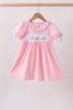 Pink carousel smocked ruffle dress