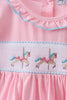 Pink carousel smocked ruffle dress