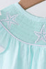 Blue starfish smocked jacquard ruffle bloomer set
