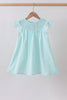 Blue starfish smocked jacquard ruffle dress