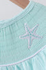 Blue starfish smocked jacquard ruffle dress