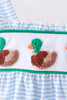 Blue stripe duck french knot ruffle bloomer set