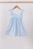Blue stripe duck french knot ruffle dress