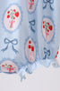 Blue strawberry bow embroidery bubble