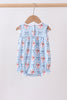 Blue strawberry bow embroidery bubble