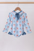 Blue strawberry bow ruffle rashguard