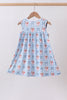 Blue strawberry bow ruffle dress