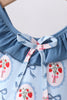 Blue strawberry bow ruffle 2pc swimsuit