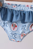Blue strawberry bow ruffle 2pc swimsuit