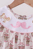 Pink carousel embroidery ruffle dress