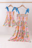 Summer floral print smocked mom&me dress