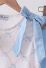 Blue bow ribbon print ruffle shorts set