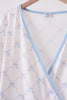 Blue bow ribbon print dress