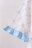 Blue bow ribbon print dress