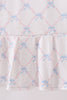 Blue bow ribbon print dress