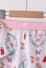 Pink goose strawberry bow bamboo pajama set