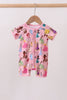 Pink character bamboo romper