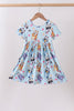 Blue character floral bamboo dress