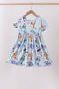 Blue character floral bamboo dress