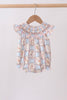 Pink puppy floral smocked ruffle bubble