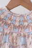 Pink puppy floral smocked ruffle bubble