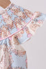 Pink puppy floral smocked ruffle bubble