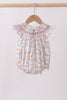 Pink puppy floral smocked ruffle bubble