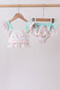 Green castle cream ruffle 2pc swimsuit