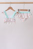 Green castle cream ruffle 2pc swimsuit