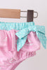 Pink sailboat print ruffle 2pc swimsuit
