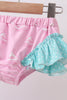 Pink sailboat print ruffle rashguard set