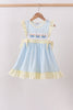 Yellow crab smocked gingham ruffle dress