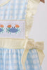 Yellow crab smocked gingham ruffle dress