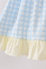 Yellow crab smocked gingham ruffle dress