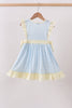 Yellow crab smocked gingham ruffle dress