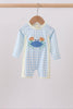 Blue crab applique plaid one-piece swimsuit
