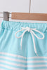 Blue stripe sailboat embroidery swim trunks