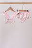 Pink bow castle ruffle 2pc swimsuit