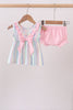 Rainbow stripe butterfly smocked ruffle bloomer set