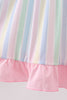Rainbow stripe butterfly smocked ruffle dress