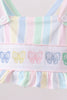 Rainbow stripe butterfly smocked ruffle 2pc swimsuit