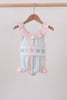 Rainbow stripe butterfly smocked ruffle one-piece swimsuit