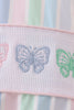 Rainbow stripe butterfly smocked ruffle one-piece swimsuit