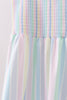 Rainbow stripe smocked dress