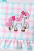 Green plaid horse applique 2pc swimsuit