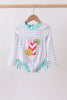 Green plaid horse applique rashguard