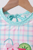 Green plaid horse applique rashguard