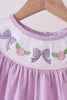 Lavender Smocked Embroidered Bow Jacquard Dress